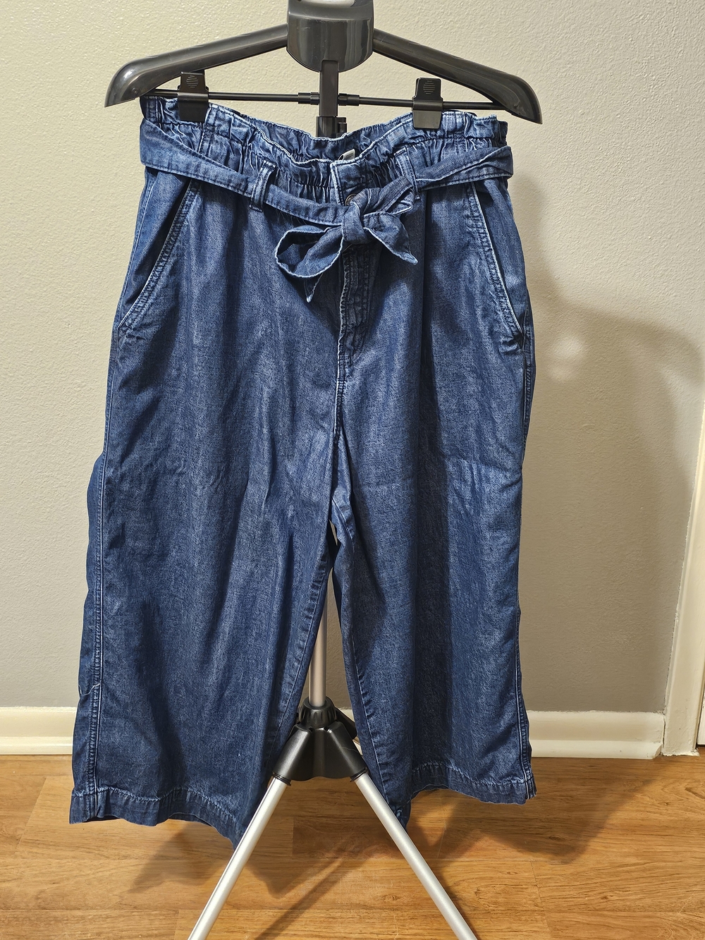 St. John's Bay Indigo Ankle Crop Wide-Leg Paperbag Waist Jeans with Tie